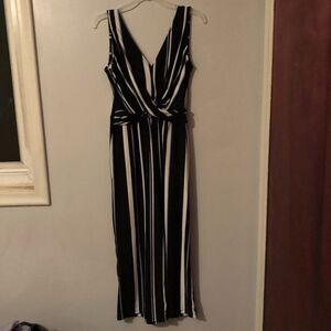 Candies Sleeveless Jumpsuit Sz M Blue stripe patt